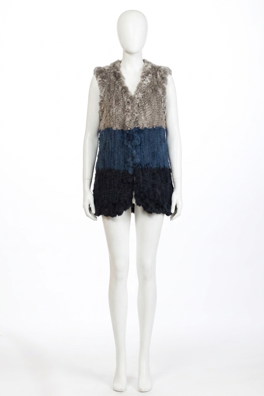 NEW LOVE TOKEN aja fur vest in denim